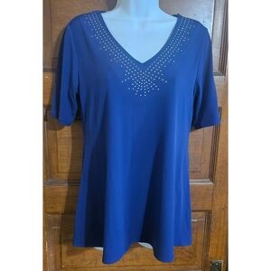 Notations Woman's Criss Cross Back Embellished Top